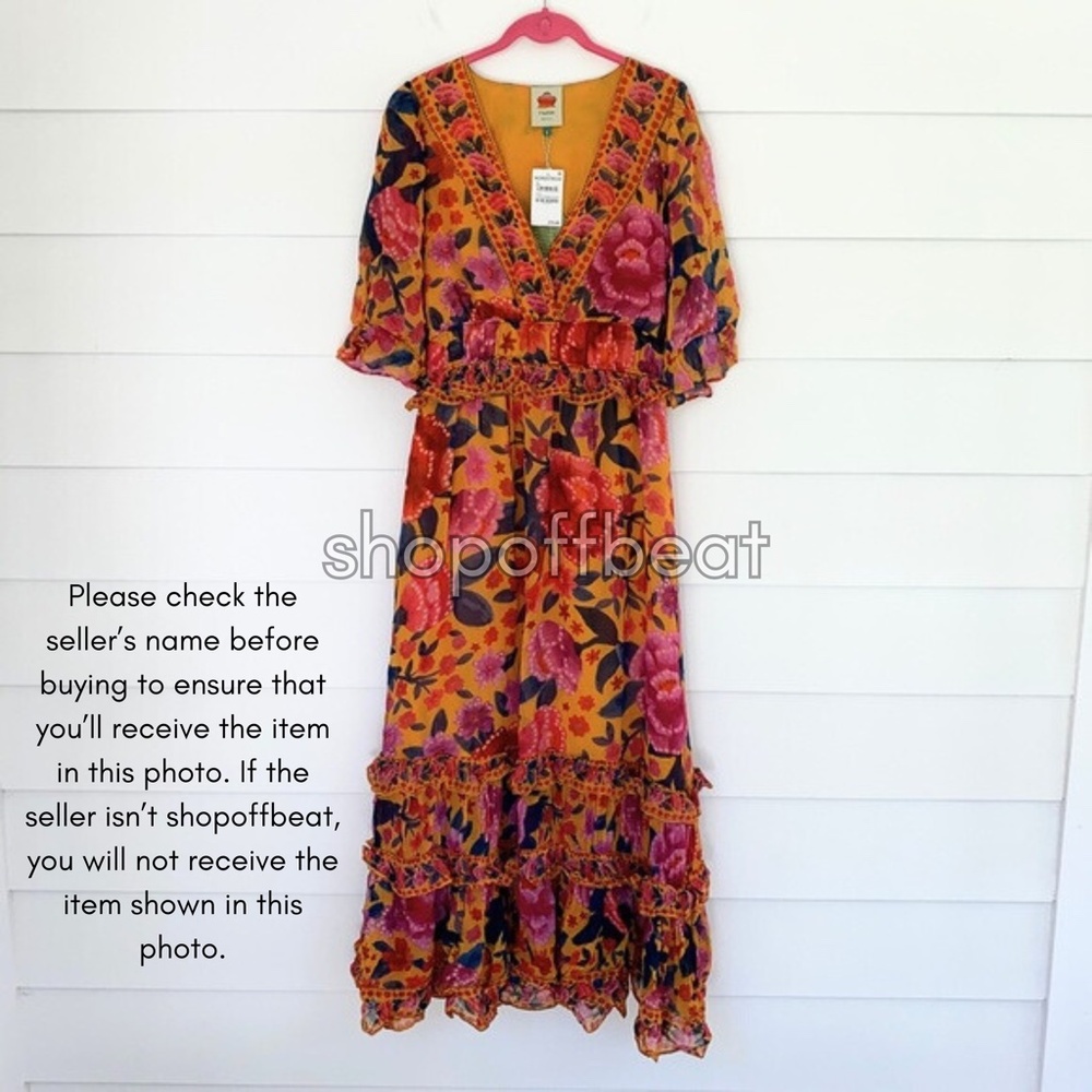 NEW Farm Rio Floral Dream Maxi Dress Floral Dream Yellow Small - Picture 13 of 16
